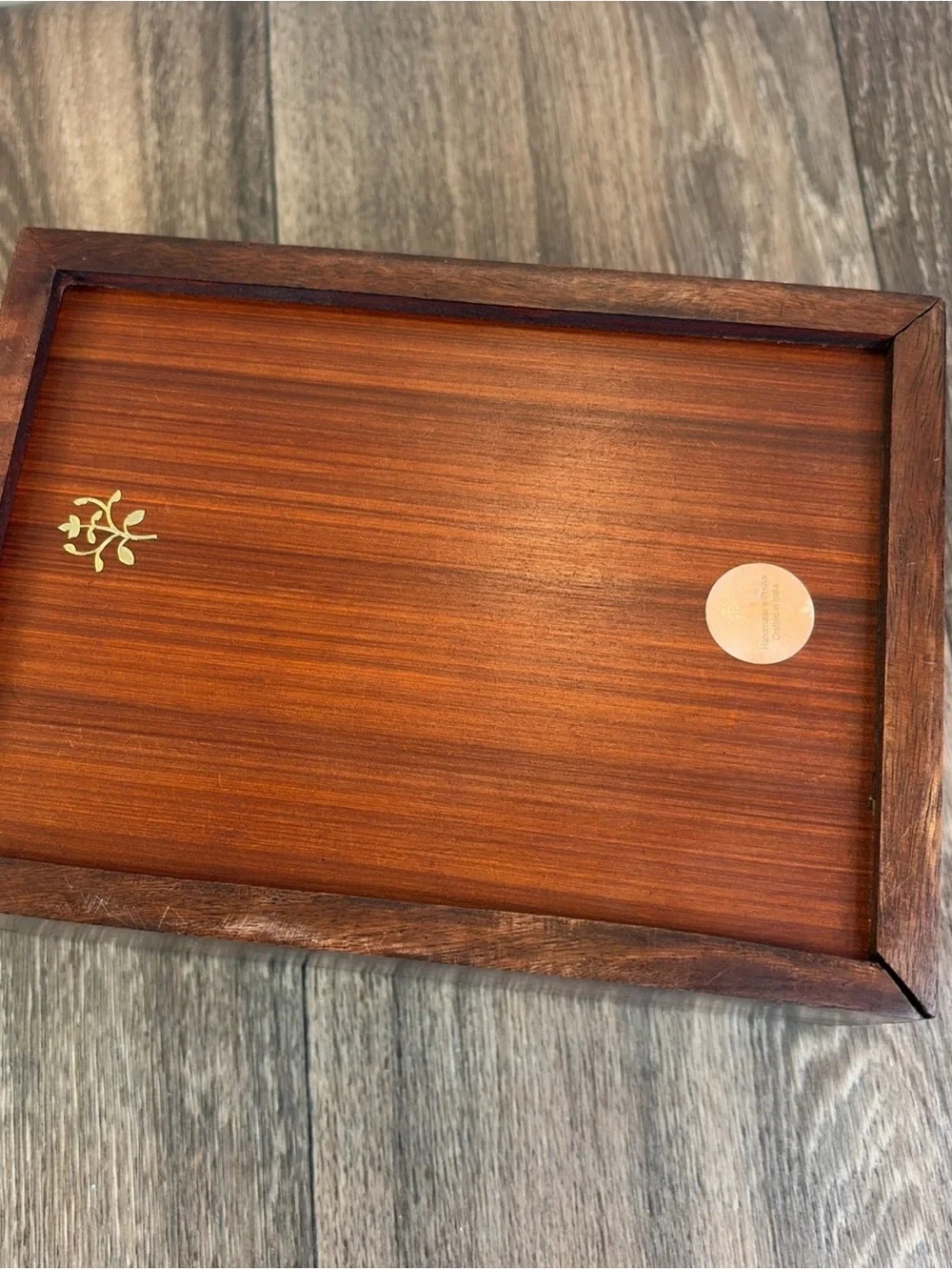 Hand-Carved Wooden Storage Box in Dark Brown